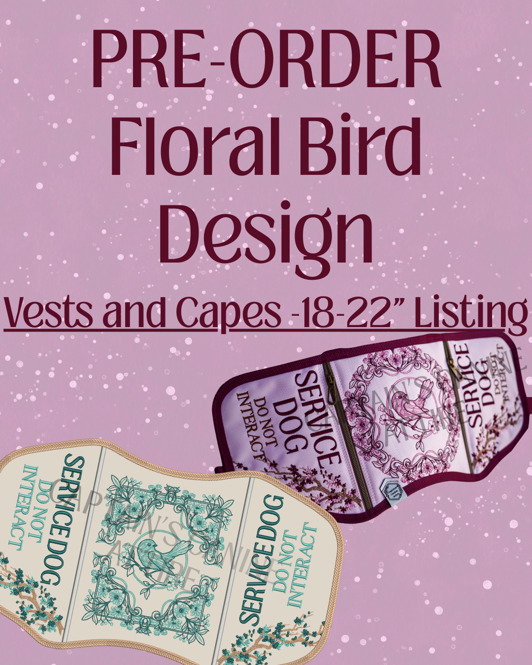 PRE-ORDER - Floral Bird Design - 18-22" Panels
