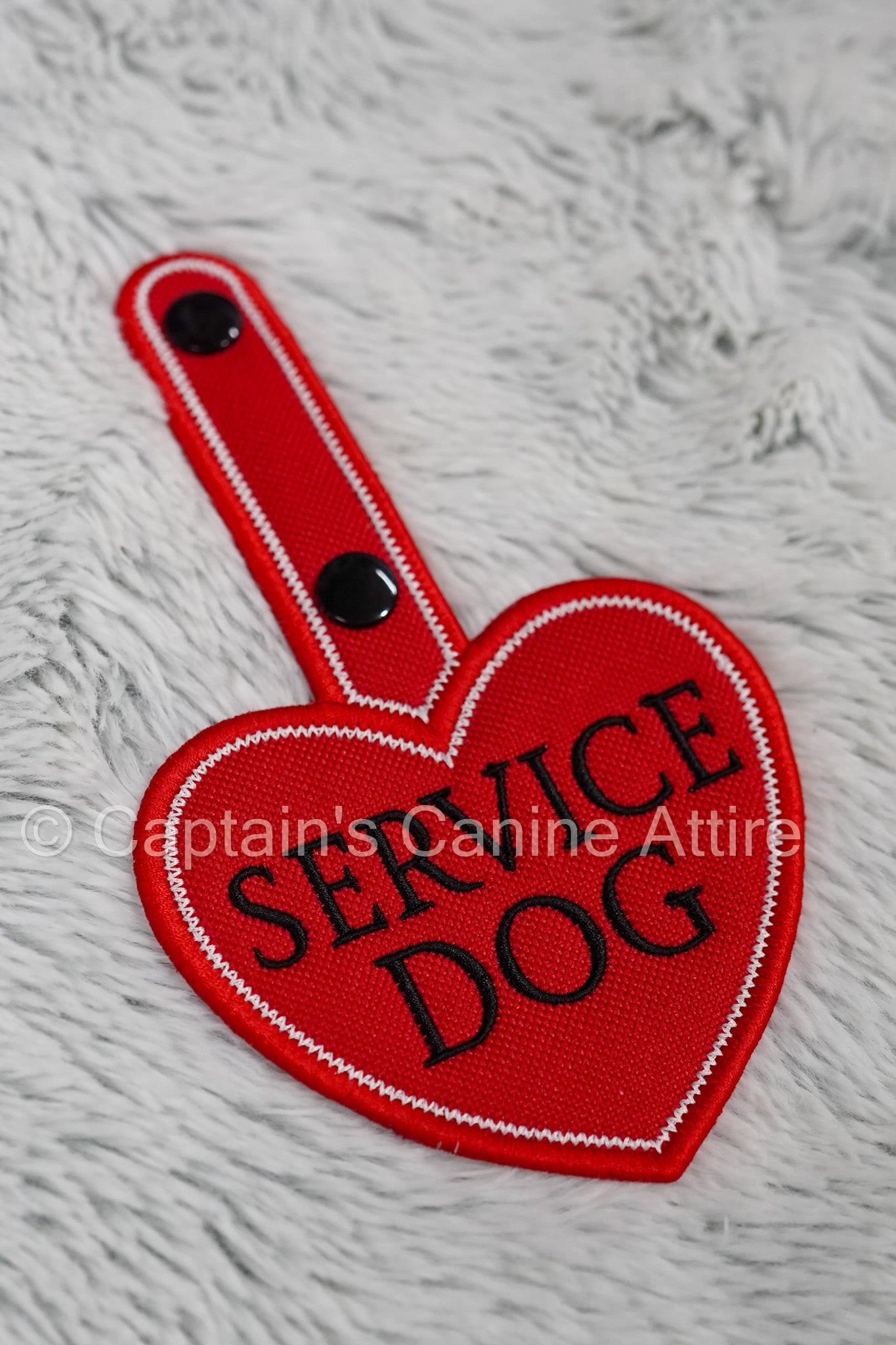 "Service Dog" Heart Patch Tab - Red & Black - *Discounted* Minor Flaw on border