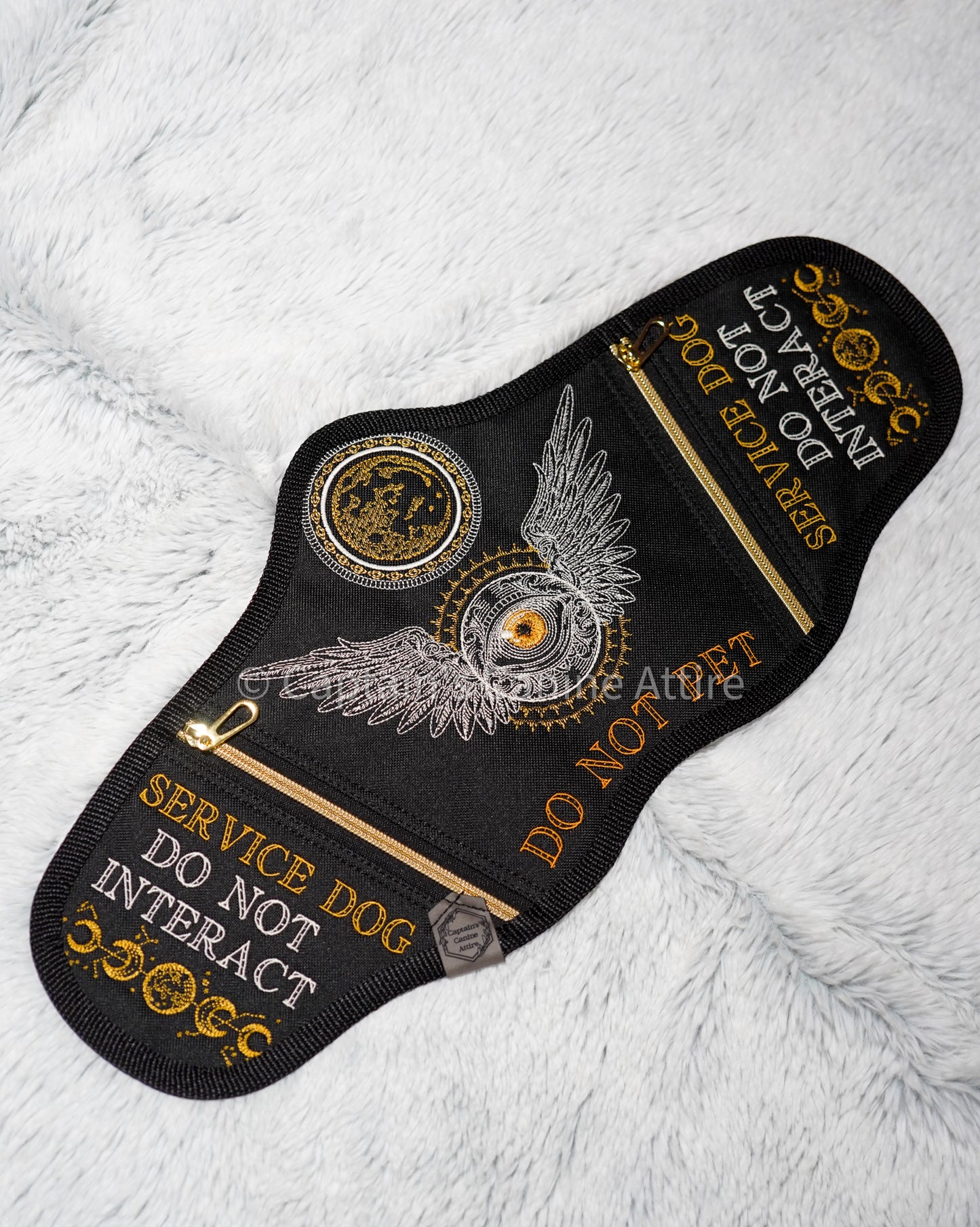 19" Black/White/Gold Seraphim & Moon Y-Front Vest