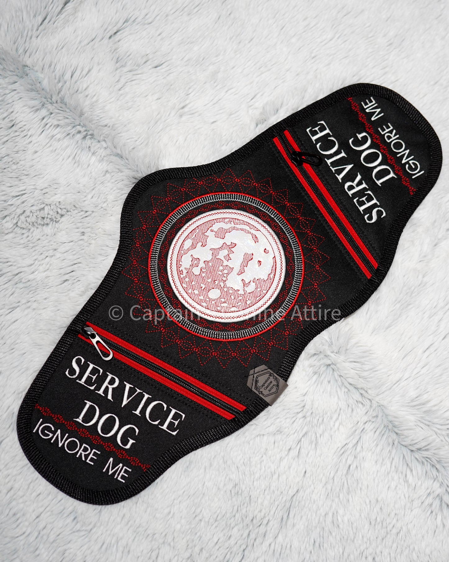 19" Black and Red Moon Y-Front Vest