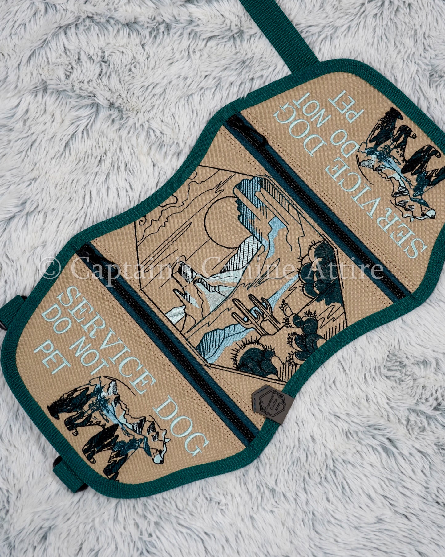 16.5" Tan/Teal Gradient/Black Western Vest - POCKETS