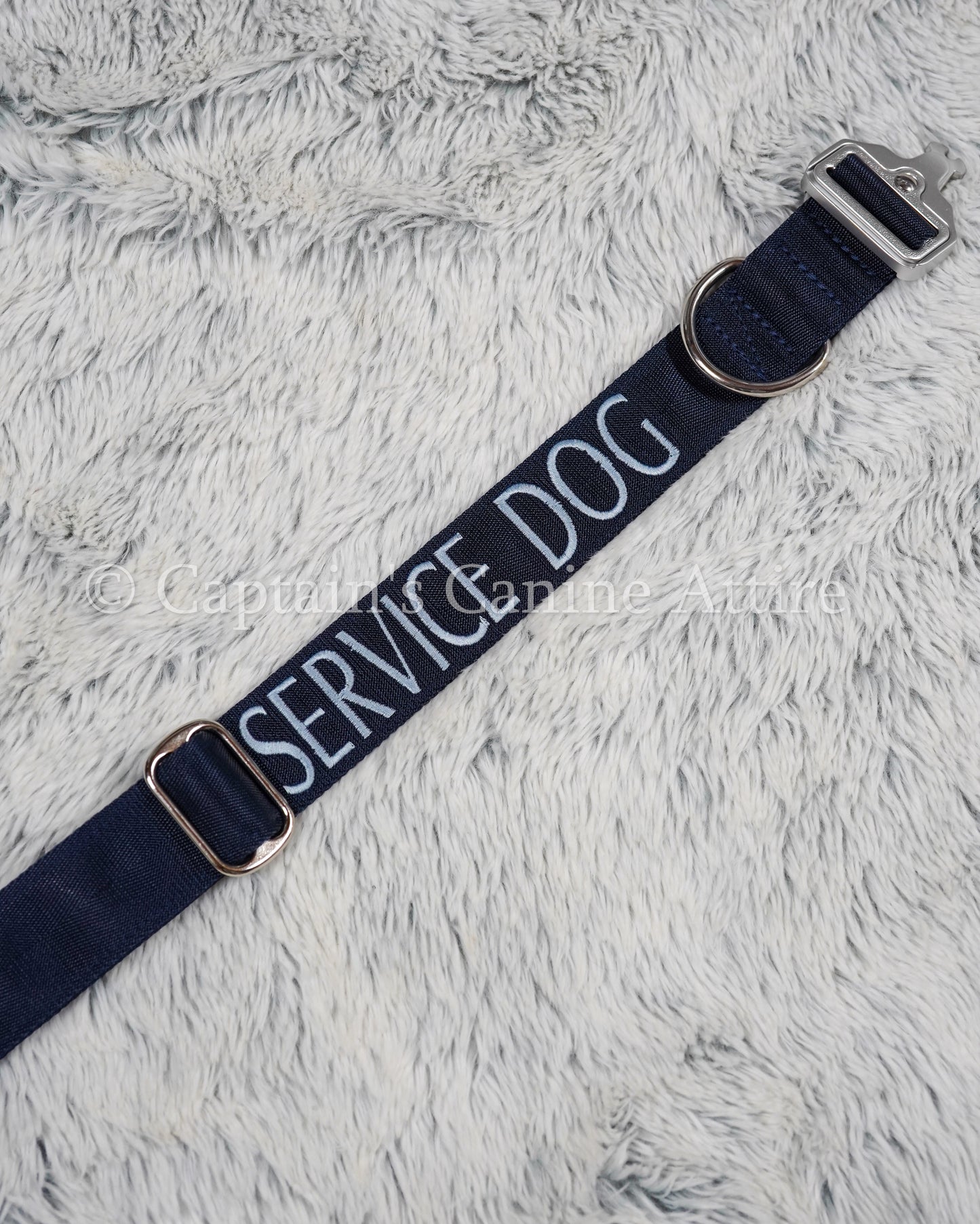 18.5-21.5" Navy Embroidered Collar - Service Dog