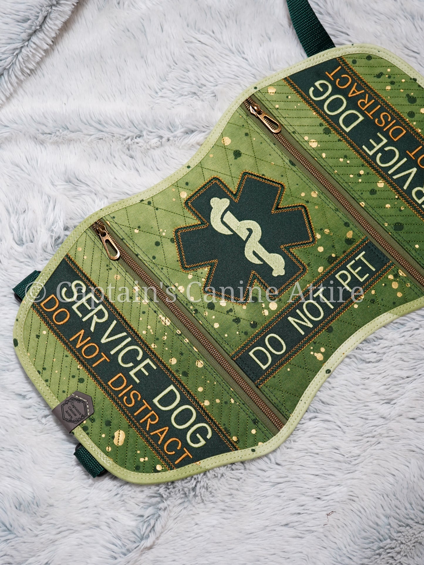 17.75" Quilted Green Gradient & Gold Professional Vest - POCKETS
