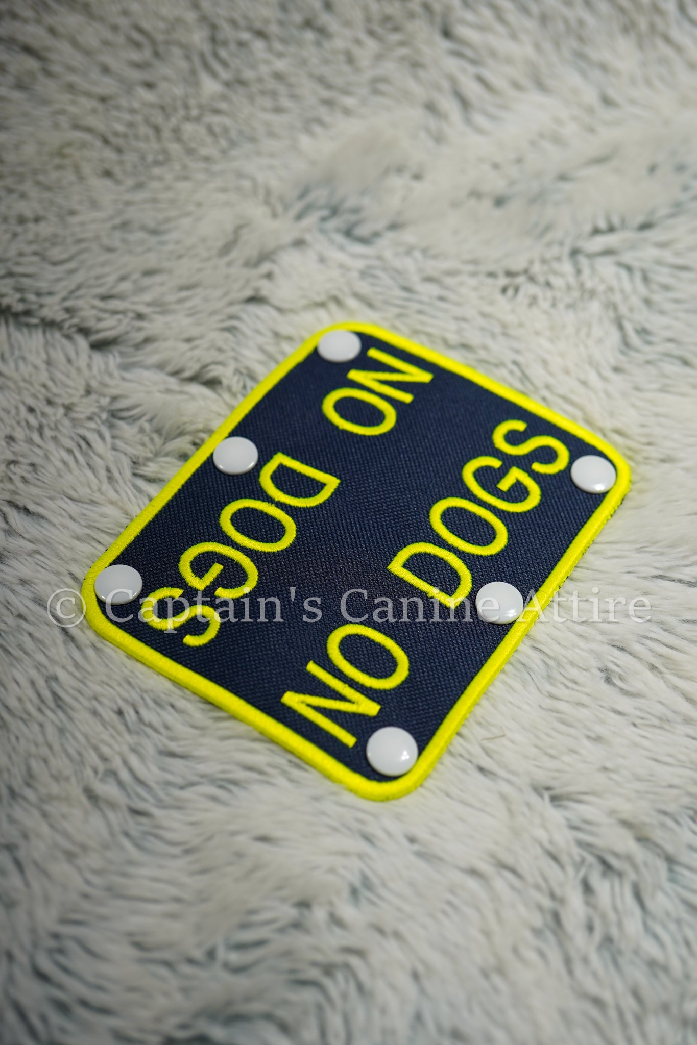 2x5" Navy and Neon Yellow-Green - No Dogs - Leash Wrap