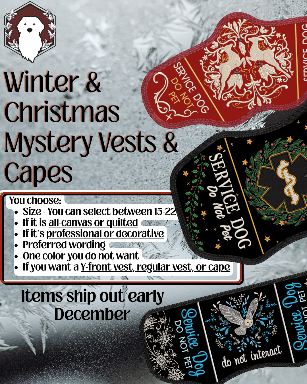 September 2026 Winter/Christmas Mystery Vest or Cape - Made to Order