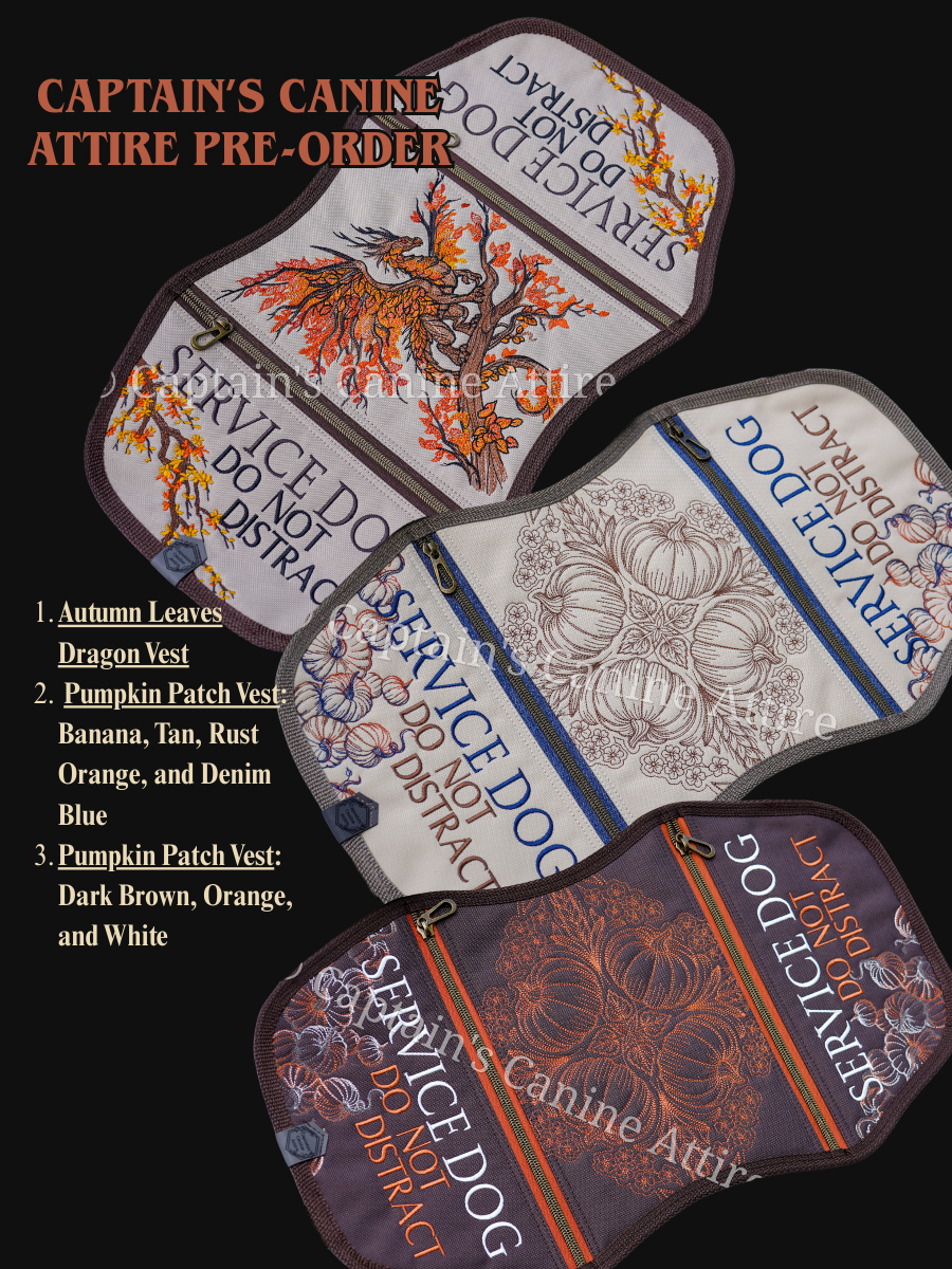 PRE-ORDER Autumn Leaves Dragon Vest & Pumpkin Patch Vest