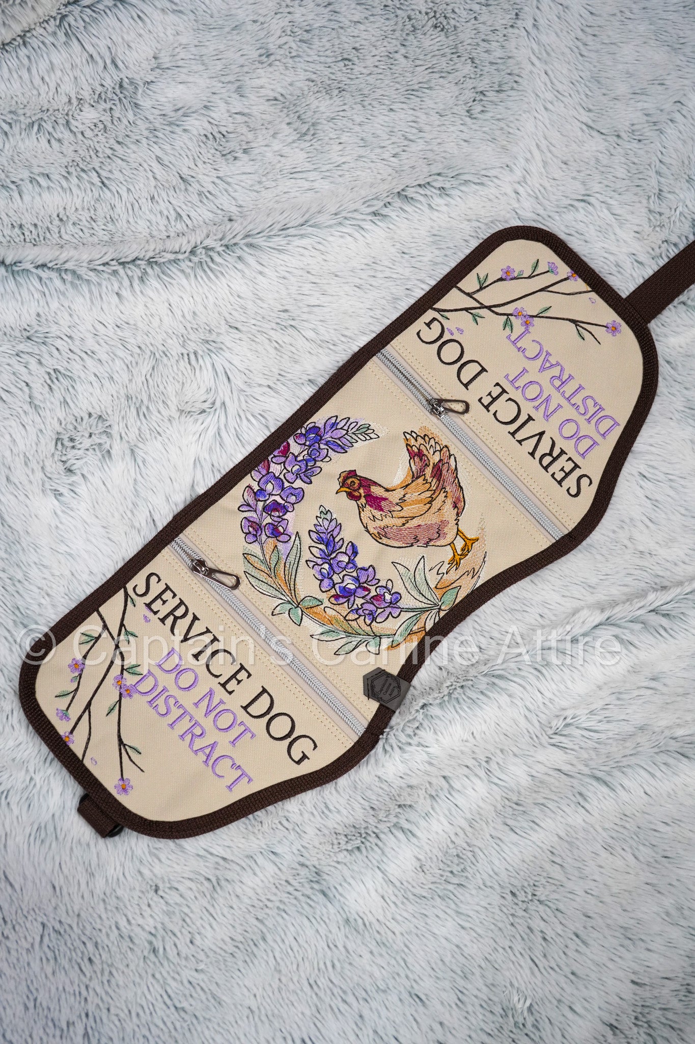 20" Chicken Cape - Light Tan/Purple/Dark Brown - POCKETS