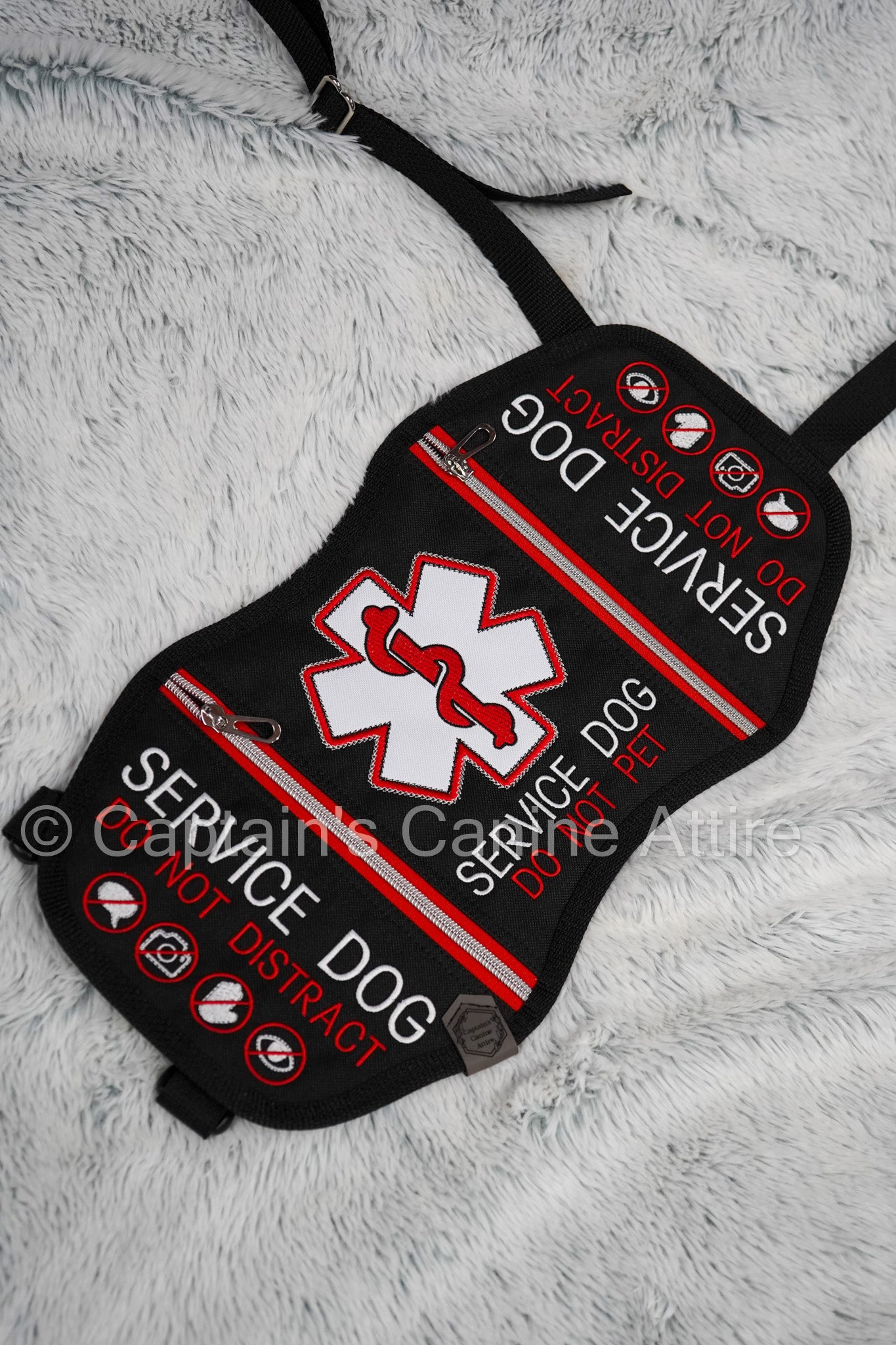 16" Black/Red/White Professional Vest - POCKETS