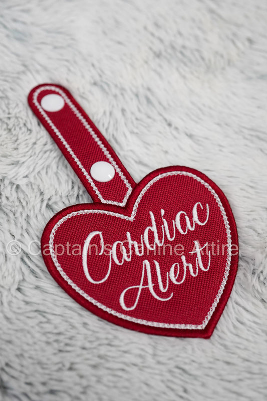 "Cardiac Alert" Heart Patch Tab - Burgundy & White