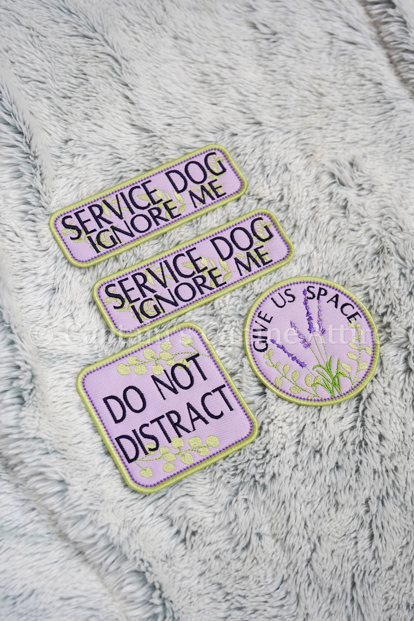 Service Dog Patches - Lavender Florals with Green Border