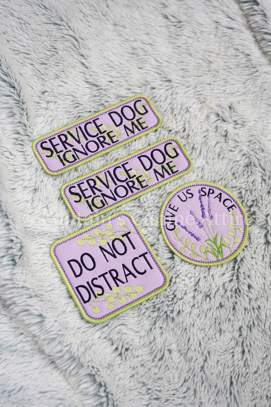 Service Dog Patches - Lavender Florals with Green Border