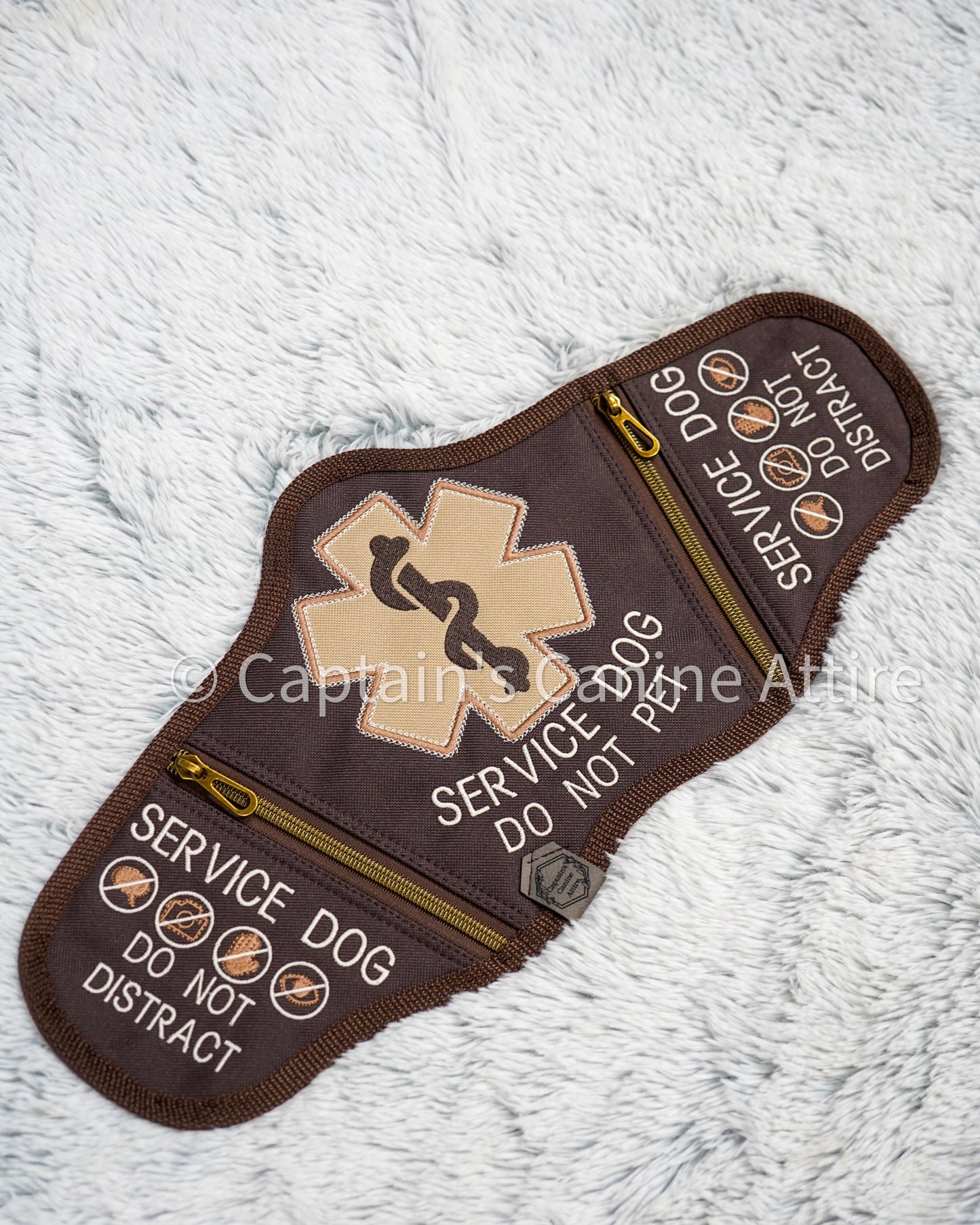 18" Y-FRONT VEST - Dark Brown & Tan - POCKETS