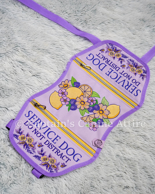 18" Lemons and Berries Vest - Lavender Canvas - POCKETS