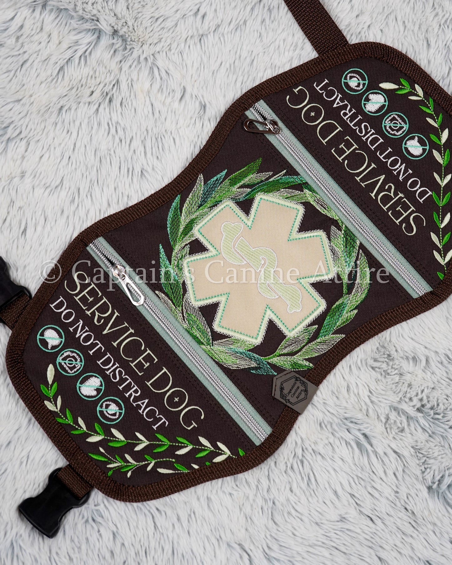 16" Dark Brown & Green-Blue Gradient Leafy Vest - POCKETS