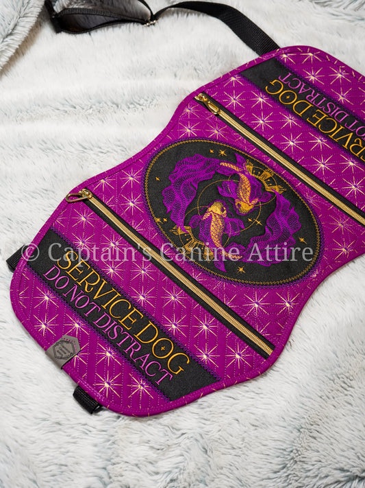 19.5" Quilted Mulberry & Gold Celestial Fish Vest - POCKETS