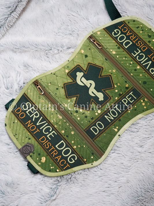 17.75" Quilted Green Gradient & Gold Professional Vest - POCKETS