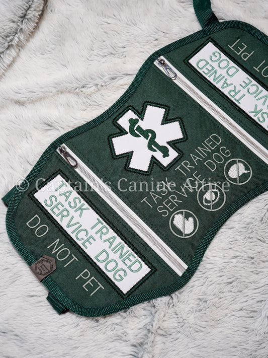 18" Forest Green/White/Sage Green Professional Vest- POCKETS