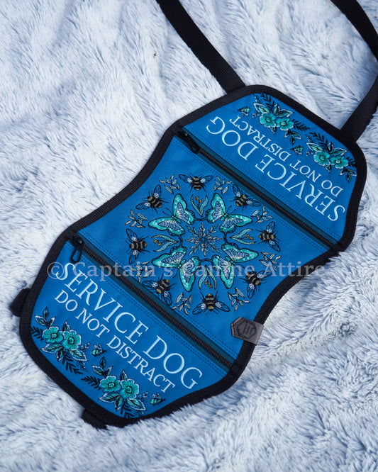 18" Teal/Black Butterflies and Bees Vest - POCKETS