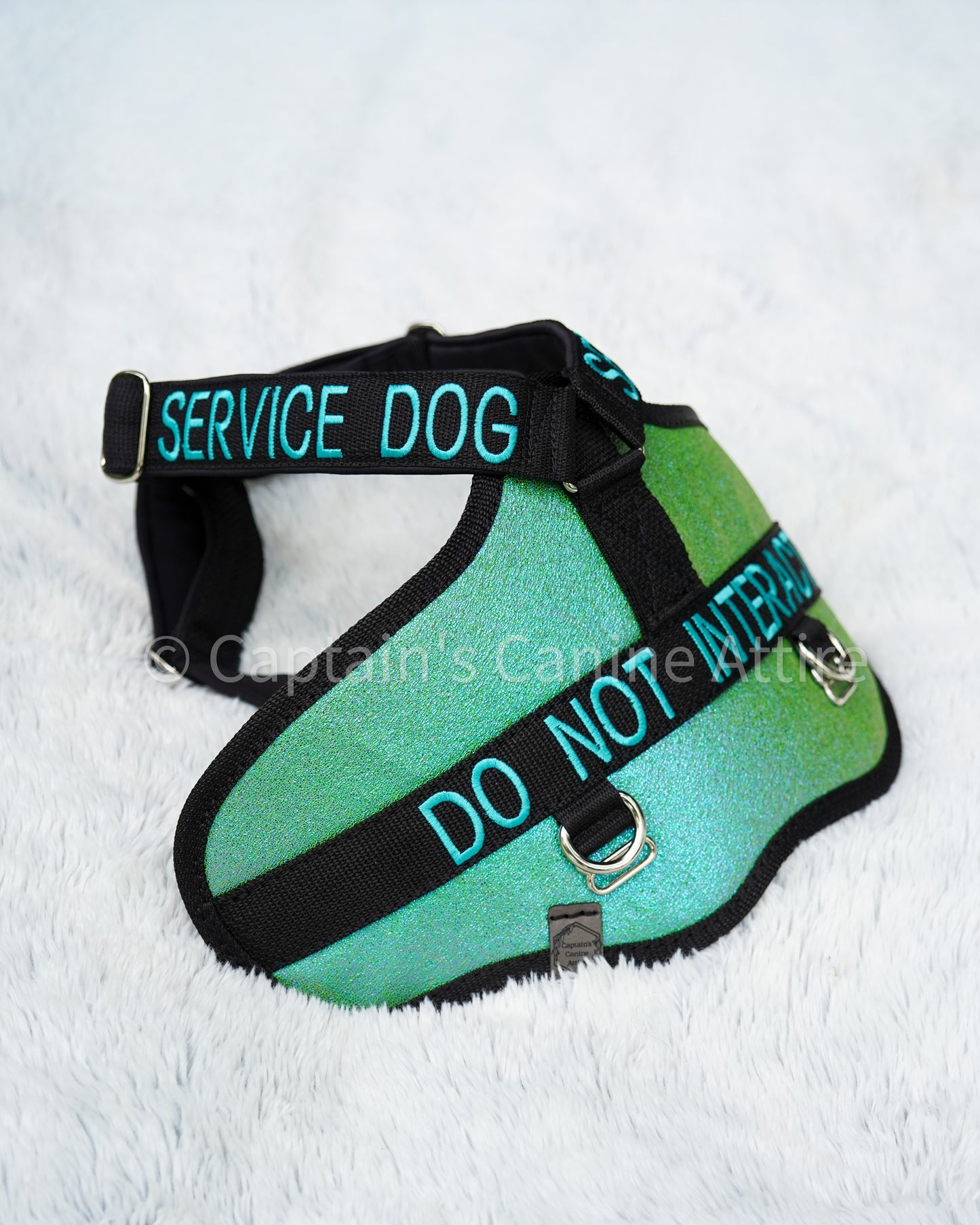 Service dog hybrid harness with 'Service Dog' and 'Do Not Interact' text on a white background