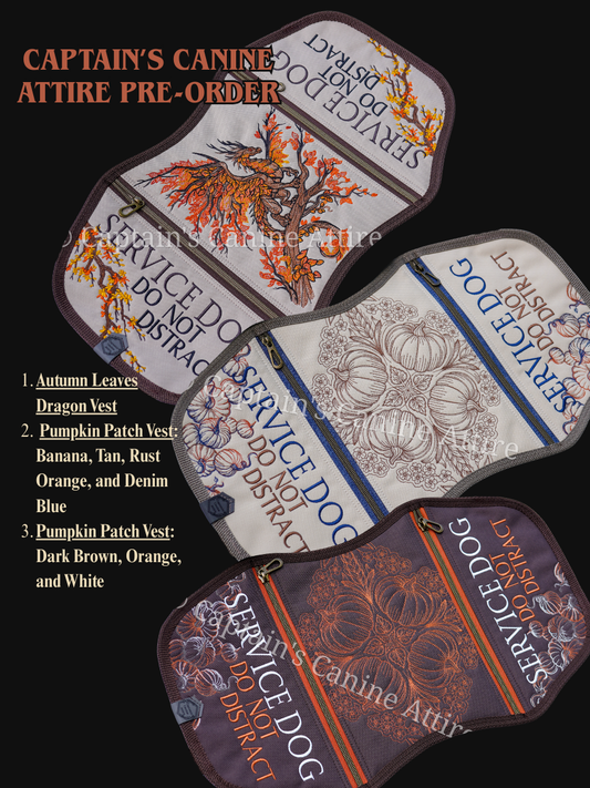 PRE-ORDER Autumn Leaves Dragon Vest & Pumpkin Patch Vest
